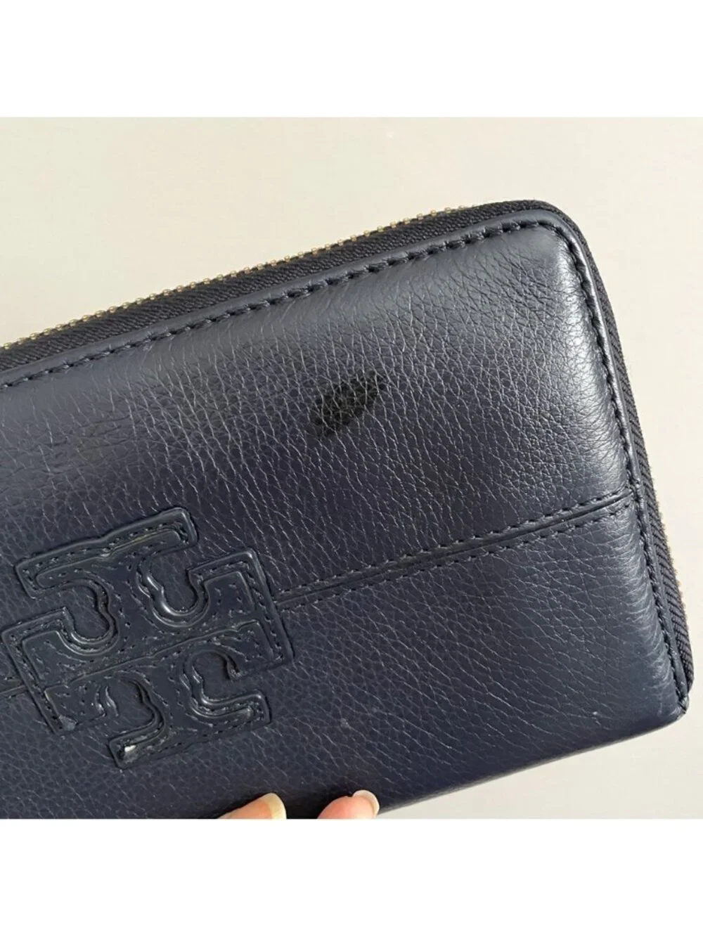 Tory Burch Blue Stacked T Continental Long Wallet - zips around!